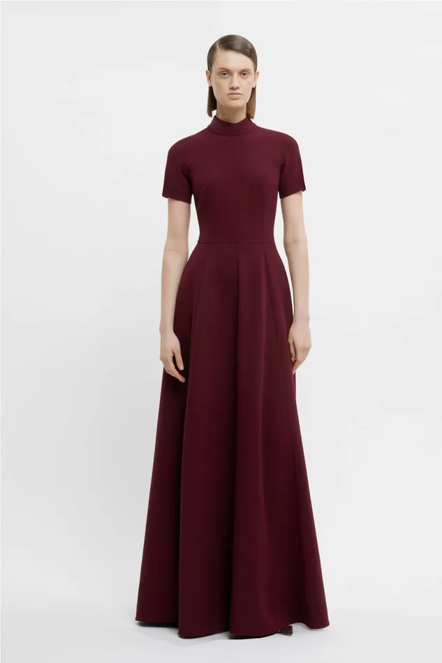 Emilia Wickstead Malinda Gown In Burgundy Double Crepe Women Gowns