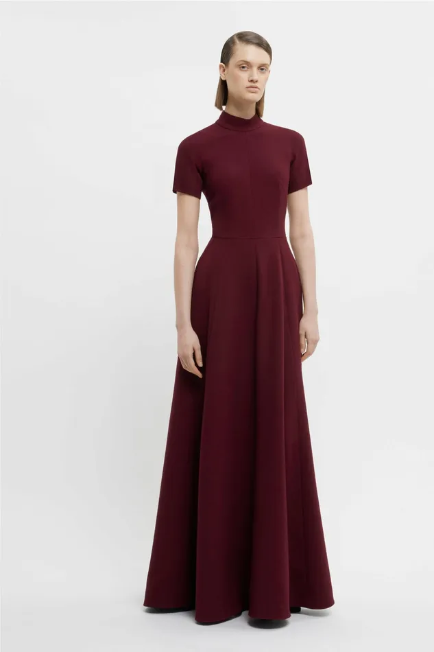 Emilia Wickstead Malinda Gown In Burgundy Double Crepe Women Gowns