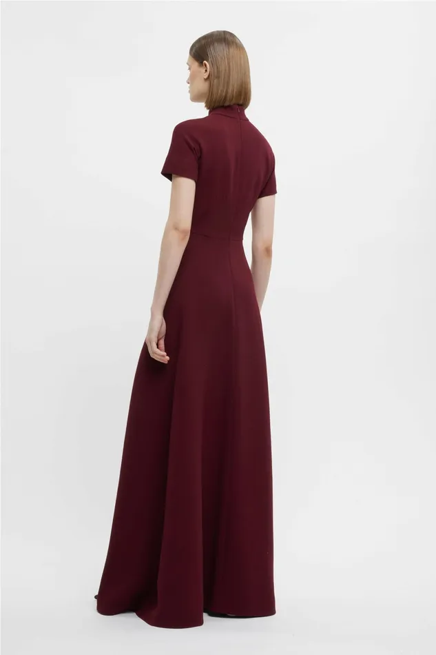 Emilia Wickstead Malinda Gown In Burgundy Double Crepe Women Gowns