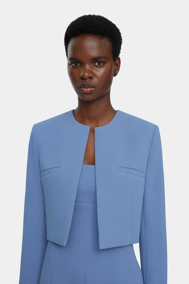 Emilia Wickstead Mirca Jacket In Indigo Double Crepe Women Jackets And Coats
