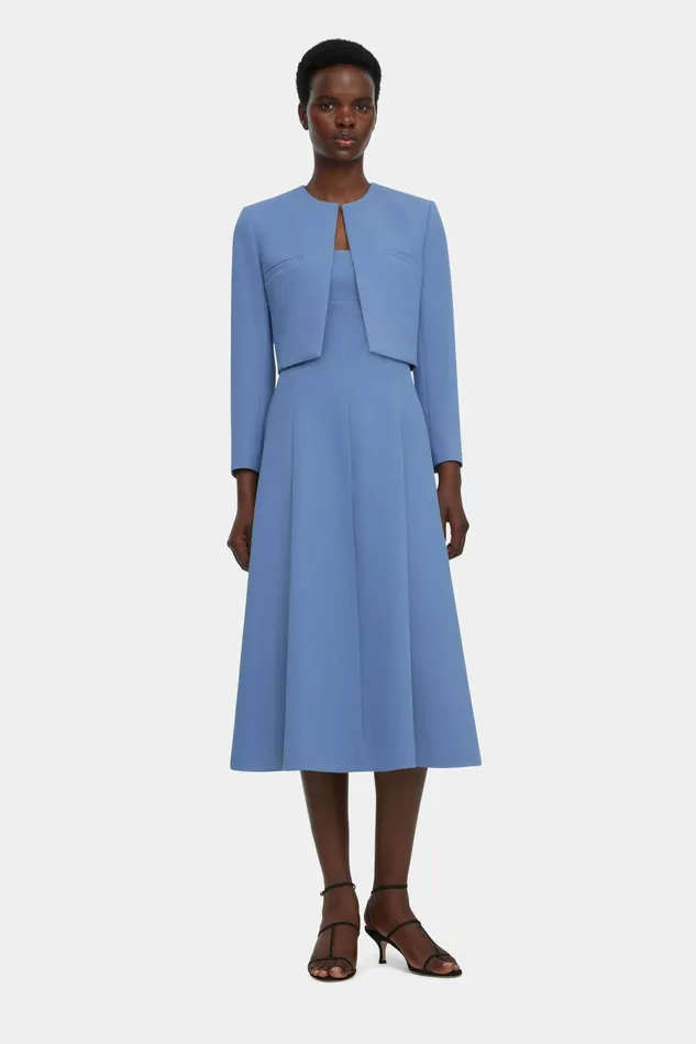 Emilia Wickstead Mirca Jacket In Indigo Double Crepe Women Jackets And Coats Emilia Wickstead Mirca Jacket In Indigo Double Crepe Women Jackets And Coats