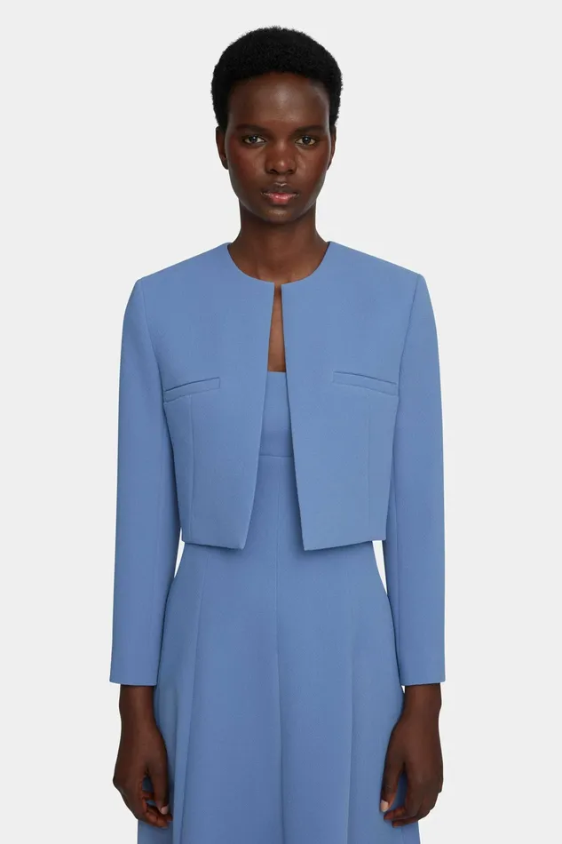 Emilia Wickstead Mirca Jacket In Indigo Double Crepe Women Jackets And Coats Emilia Wickstead Mirca Jacket In Indigo Double Crepe Women Jackets And Coats