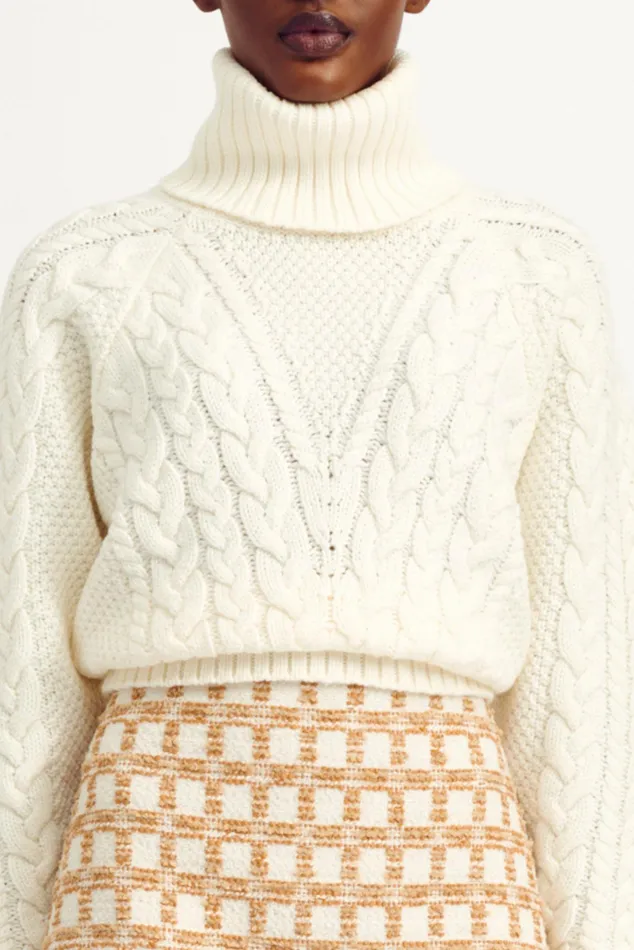 Emilia Wickstead Otis Ivory Cashfeel Cable Knit Sweater Women Knitwear