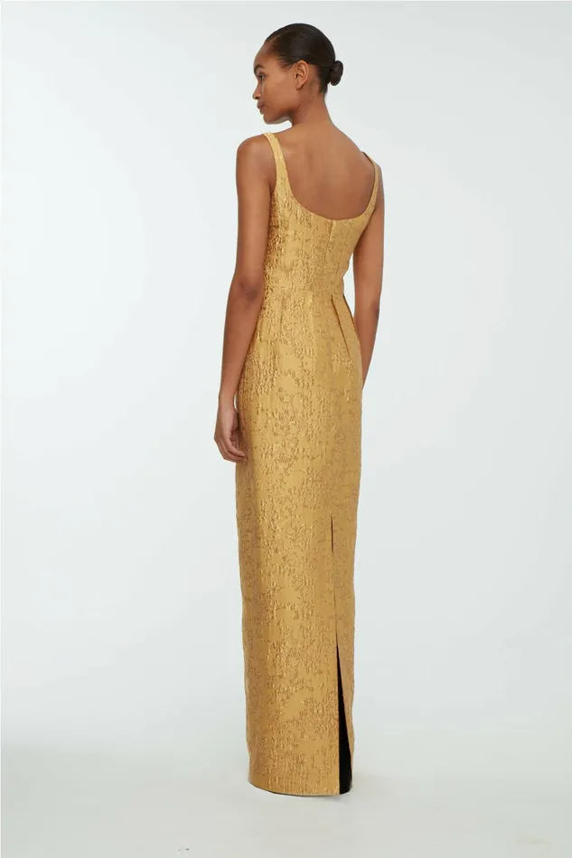 Emilia Wickstead Sharon Dress In Gold Wallpaper Jacquard Women Dresses