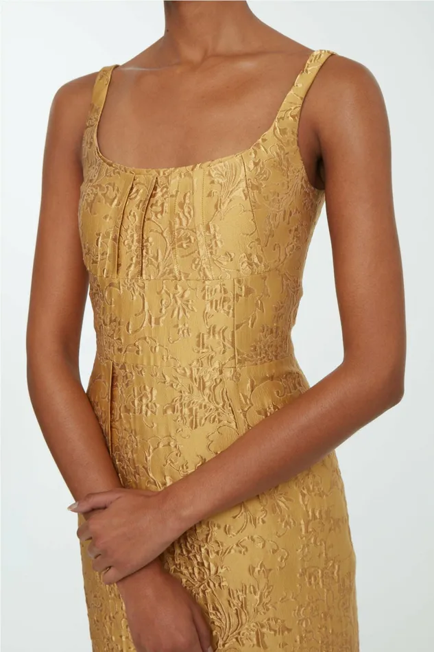 Emilia Wickstead Sharon Dress In Gold Wallpaper Jacquard Women Dresses