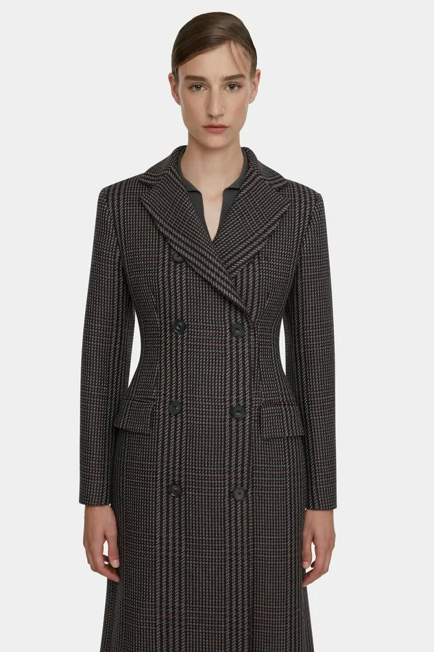 Emilia Wickstead Sukio Coat In Prince Of Wales Check Merino Wool Women Jackets And Coats