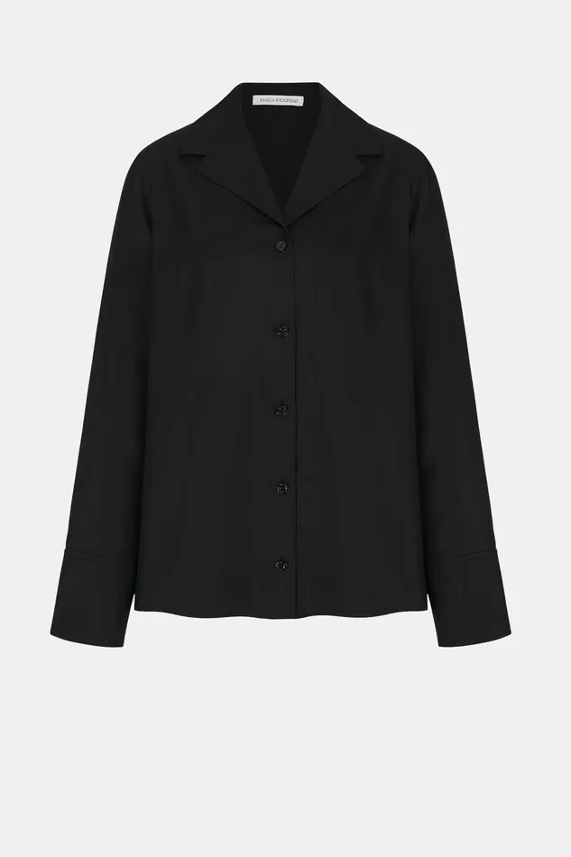 Emilia Wickstead Valcavi Jacket In Black Silk Twill Women Shirts and Tops