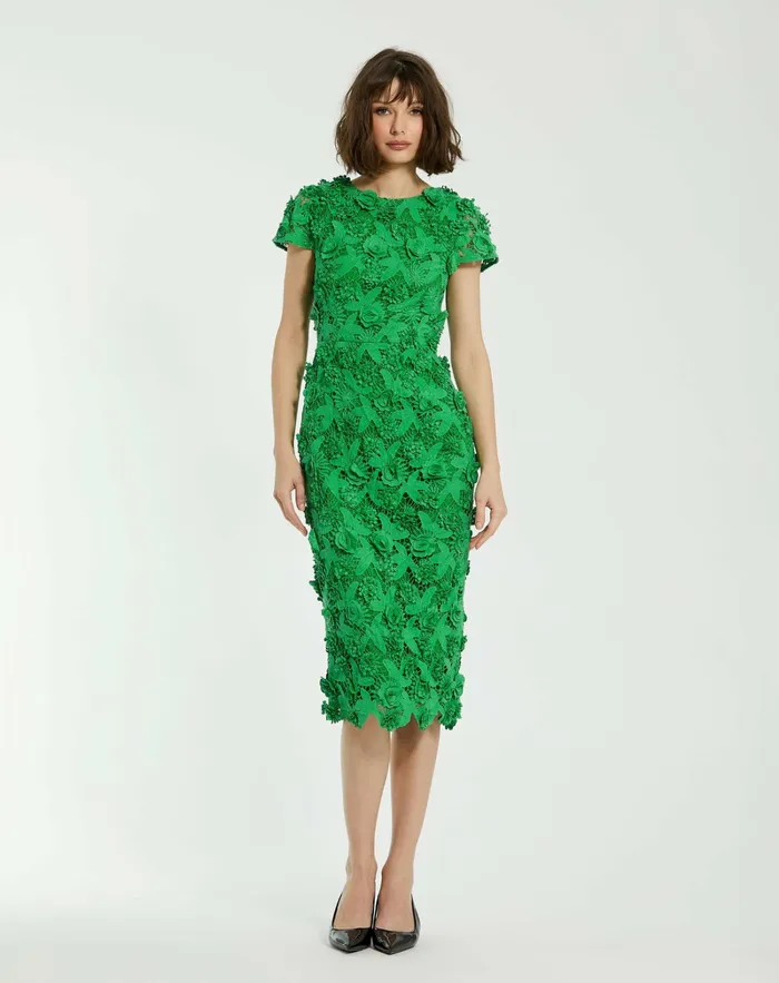 Every Day Dresses Women Floral Lace Fitted Short Sleeve Midi Dress Spring Green Mac Duggal Every Day Dresses Women Floral Lace Fitted Short Sleeve Midi Dress Spring Green Mac Duggal
