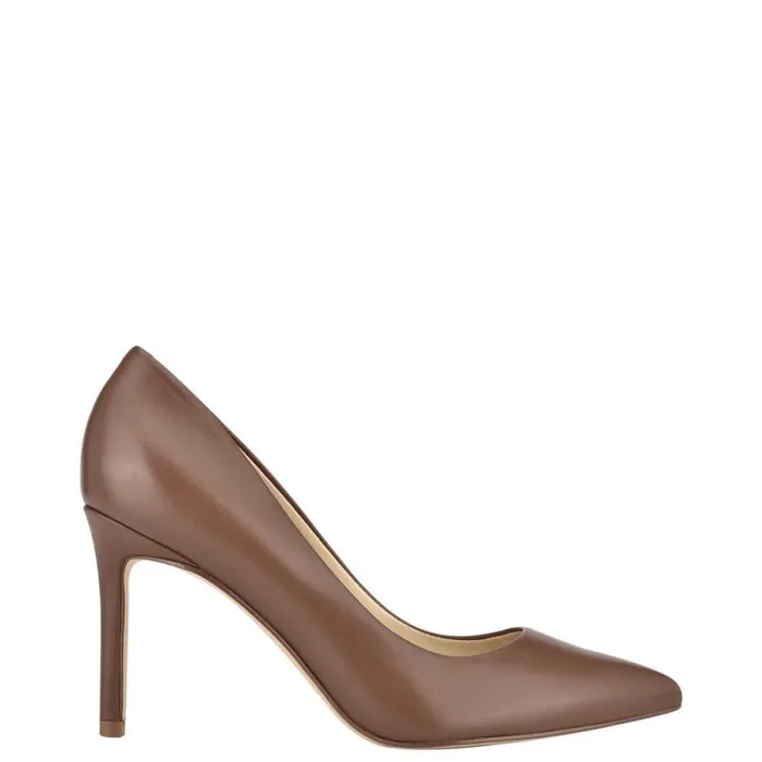 Ezra Pointy Toe Pumps Brown Leather Women Nine West Heels