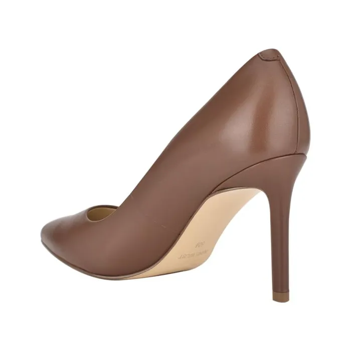 Ezra Pointy Toe Pumps Brown Leather Women Nine West Heels