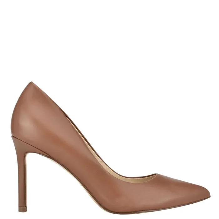 Ezra Pointy Toe Pumps Light Brown Leather Women Nine West Heels