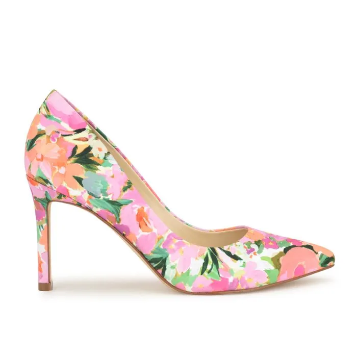 Ezra Pointy Toe Pumps Pink Floral Women Nine West Heels