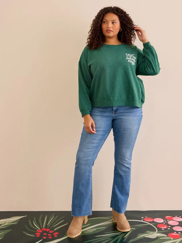 Favorite Things Graphic Sweatshirt Green Women Altar039d State Tops