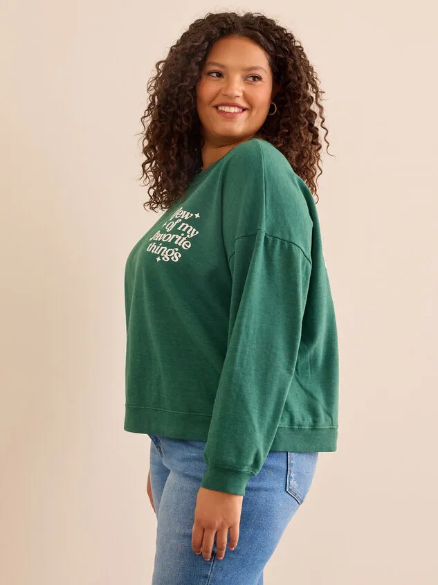 Favorite Things Graphic Sweatshirt Green Women Altar039d State Tops
