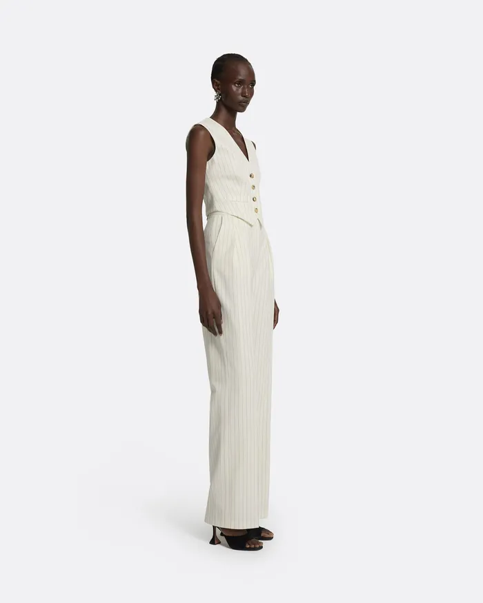 Ferna Ivory Pinstripe Trousers Ivory Pinstripe Women Trousers Safiyaa
