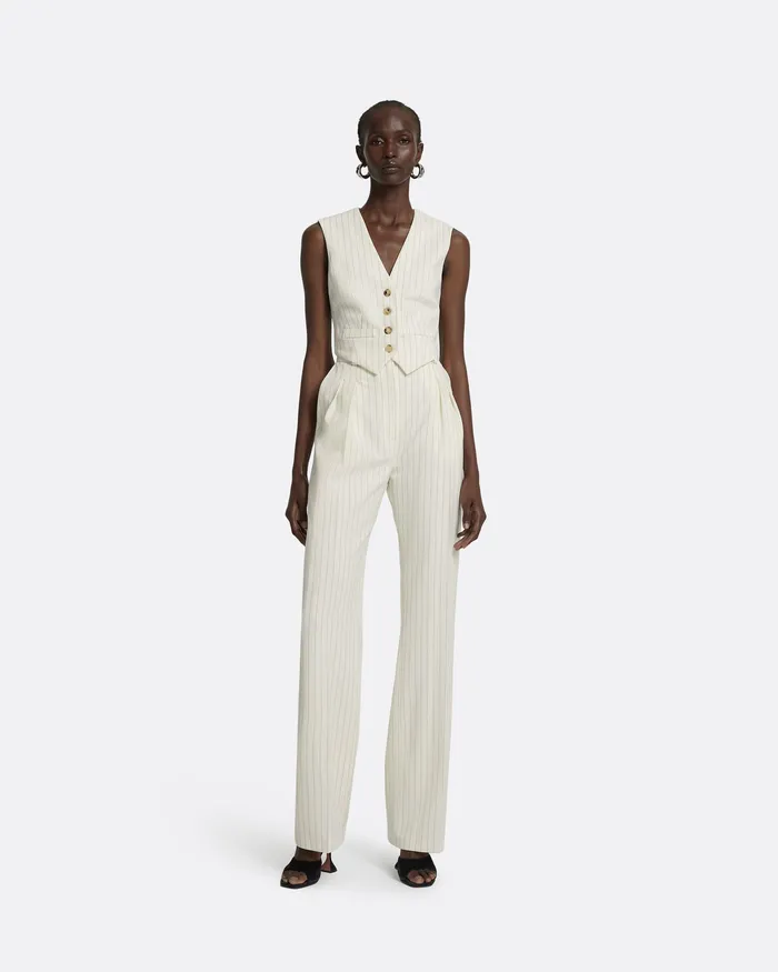 Ferna Ivory Pinstripe Trousers Ivory Pinstripe Women Trousers Safiyaa