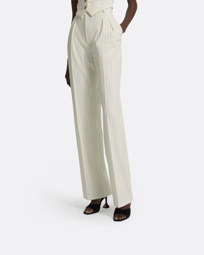 Ferna Ivory Pinstripe Trousers Ivory Pinstripe Women Trousers Safiyaa