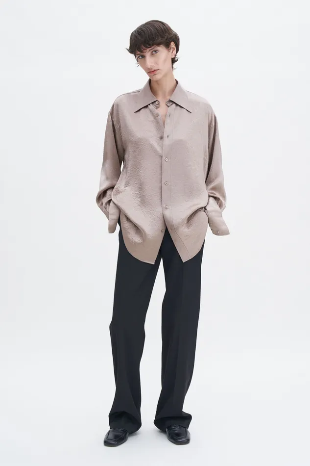 filippak Shirts and Blouses Women Crinkle Shirt Dark Taupe