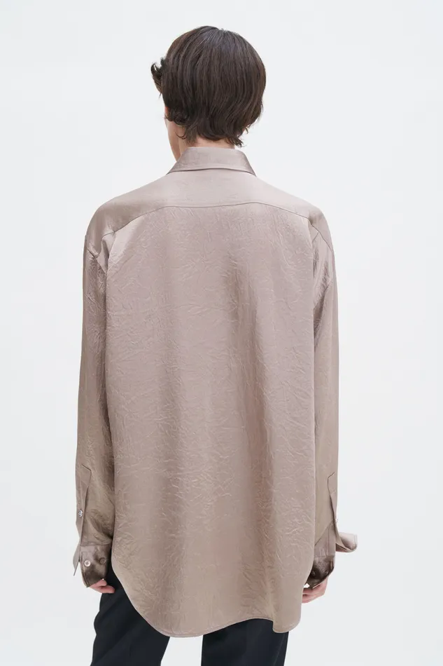 filippak Shirts and Blouses Women Crinkle Shirt Dark Taupe filippak Shirts and Blouses Women Crinkle Shirt Dark Taupe