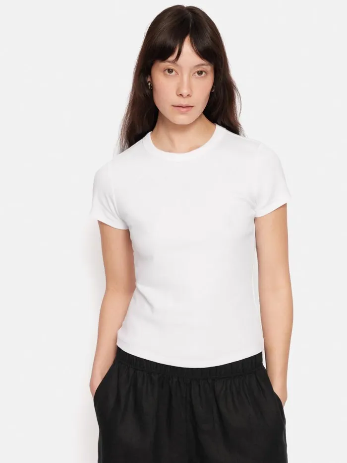 Fine Cotton Tee White Women Jigsaw Shirts and Tops