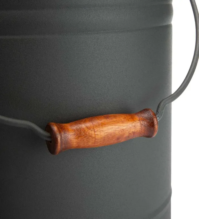Fireplace and Hearth Deluxe Galvanized Ash Bucket With Handle Lid And DoubleLayer Bottom 8211 Charcoal Black Plow and Hearth Wood Stove Accessories