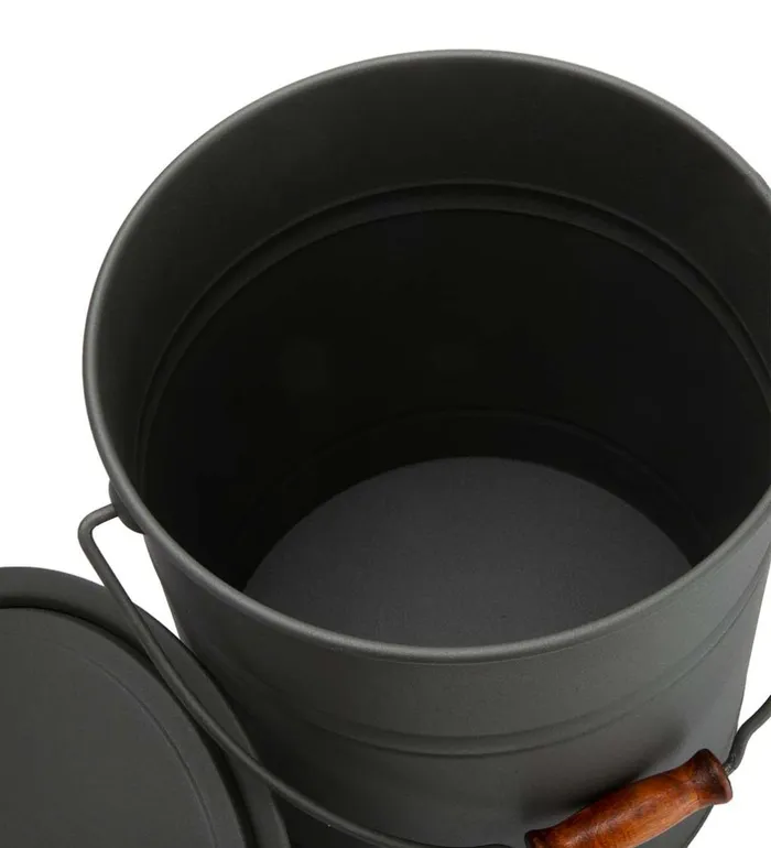 Fireplace and Hearth Deluxe Galvanized Ash Bucket With Handle Lid And DoubleLayer Bottom 8211 Charcoal Black Plow and Hearth Wood Stove Accessories