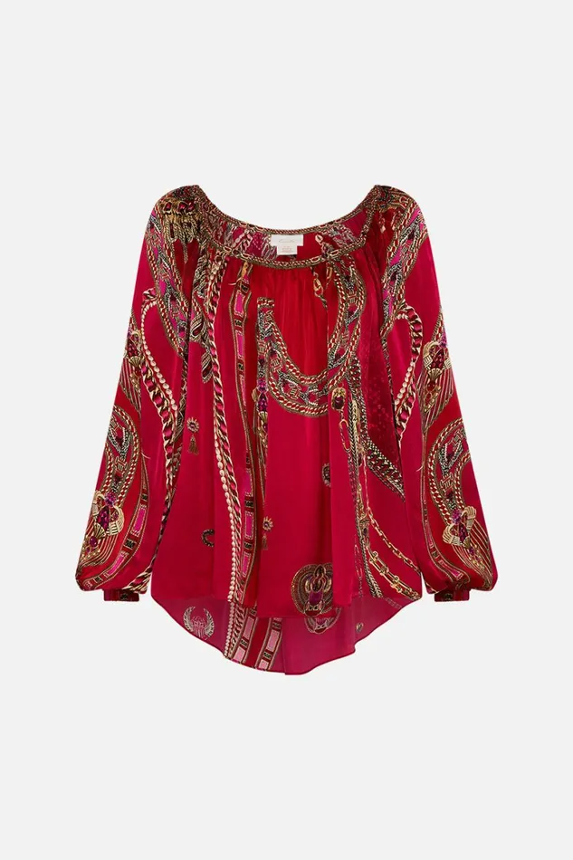 FLARED BLOUSON SLEEVE BLOUSE KISSED BY A COBRA Kissed By A Cobra Womens Camilla Blouses and Shirts