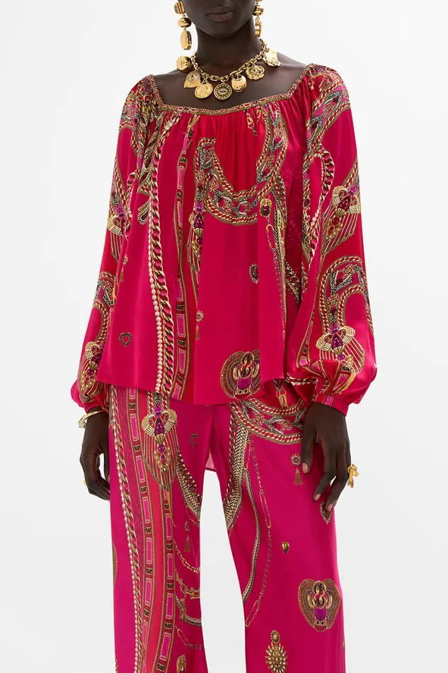 FLARED BLOUSON SLEEVE BLOUSE KISSED BY A COBRA Kissed By A Cobra Womens Camilla Blouses and Shirts