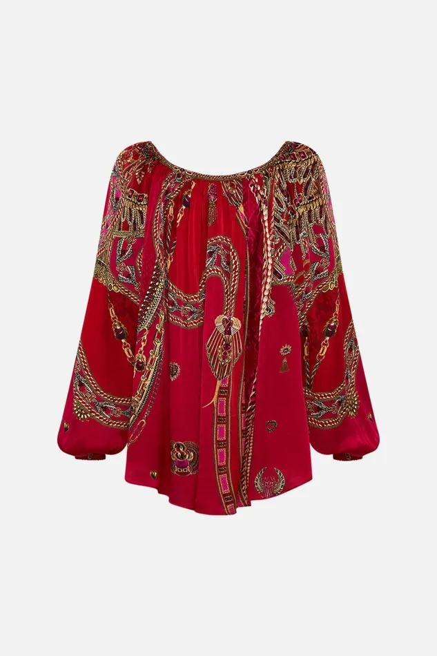 FLARED BLOUSON SLEEVE BLOUSE KISSED BY A COBRA Kissed By A Cobra Womens Camilla Blouses and Shirts