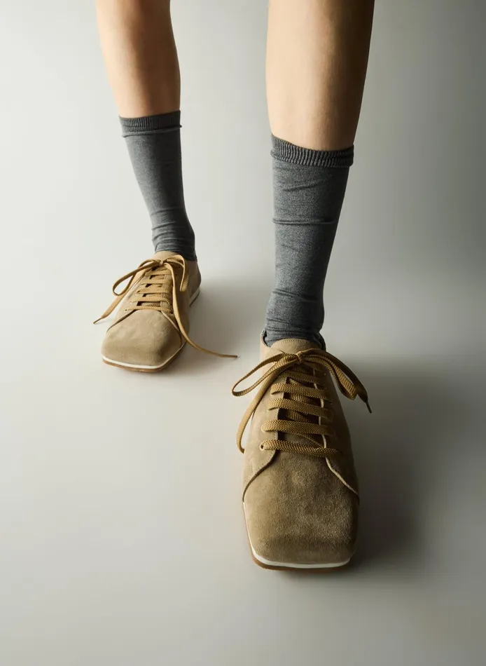 Flats Women Tibi Suede Seth Sneaker