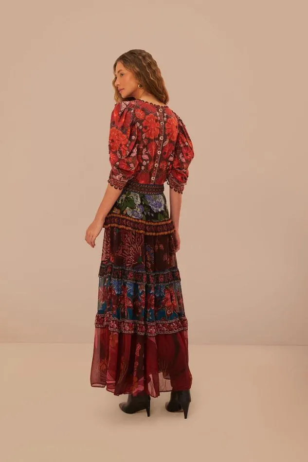Floral Mix Ruffle Maxi Skirt Women FARM Rio Skirts