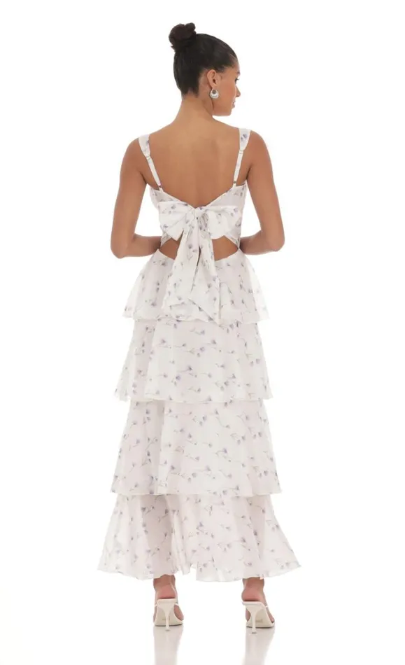 Floral Ruffle Maxi Dress White Women LUCY IN THE SKY Maxi Dresses Floral Ruffle Maxi Dress White Women LUCY IN THE SKY Maxi Dresses