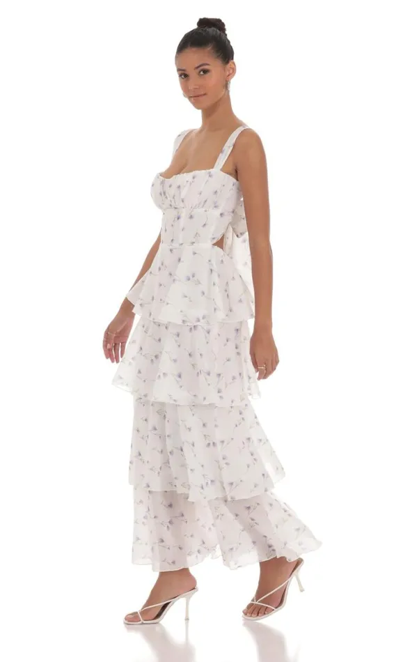 Floral Ruffle Maxi Dress White Women LUCY IN THE SKY Maxi Dresses Floral Ruffle Maxi Dress White Women LUCY IN THE SKY Maxi Dresses