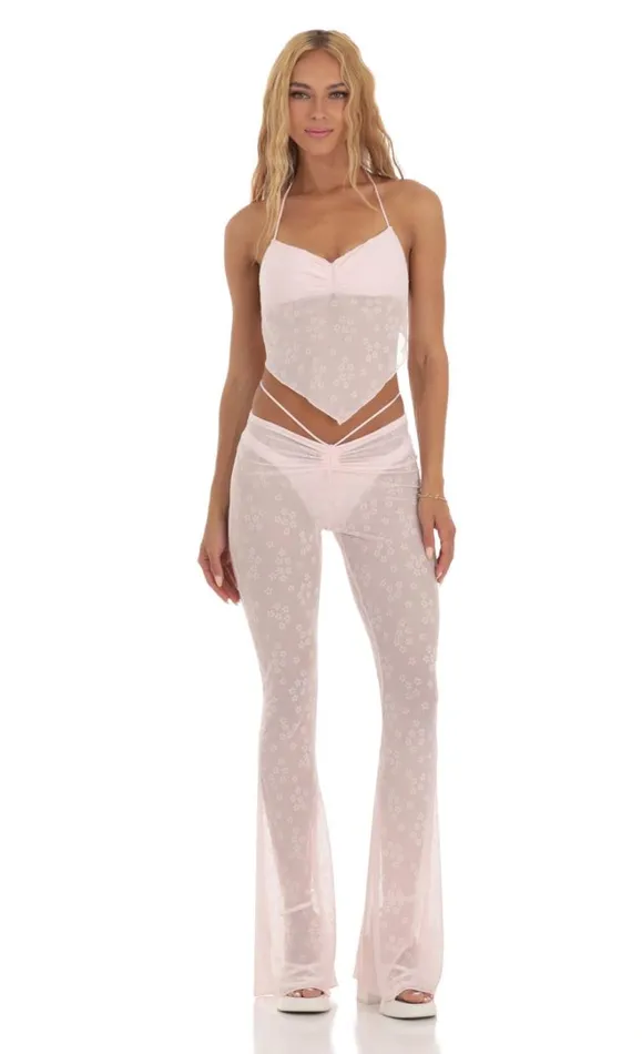 Floral Three Piece Set Pink Women LUCY IN THE SKY Pants
