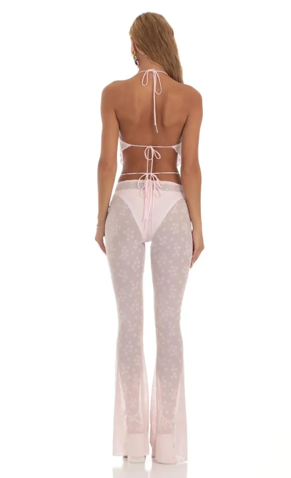 Floral Three Piece Set Pink Women LUCY IN THE SKY Pants Floral Three Piece Set Pink Women LUCY IN THE SKY Pants