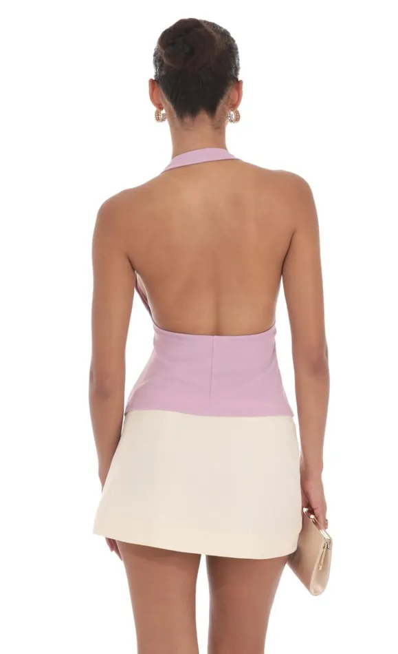 Flower Plunge Neck Top Lilac Women LUCY IN THE SKY Tops Flower Plunge Neck Top Lilac Women LUCY IN THE SKY Tops