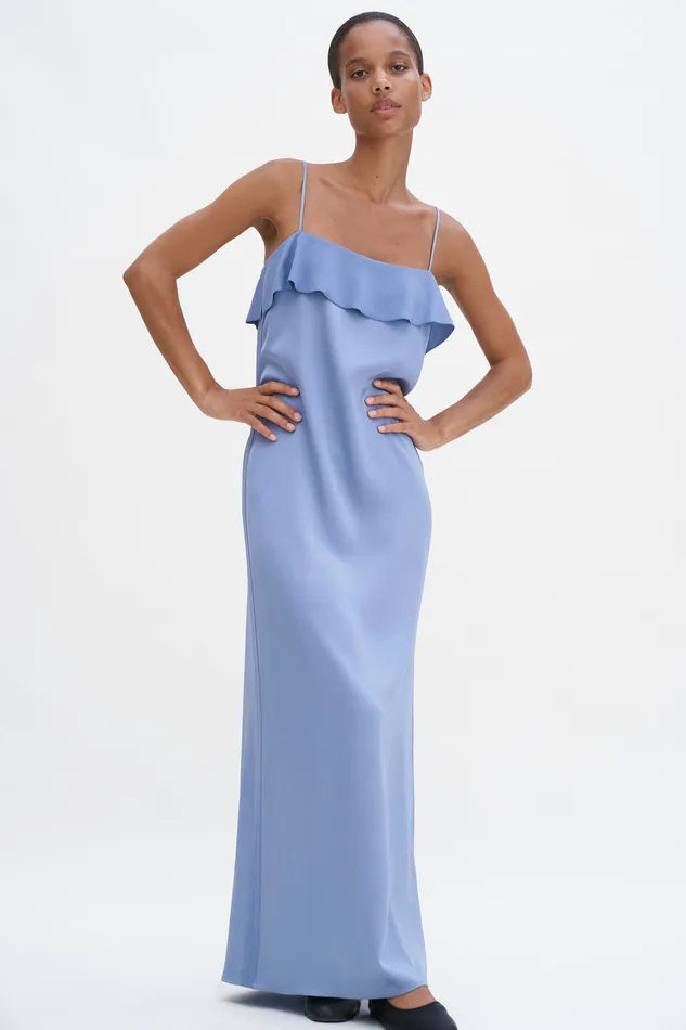 Fluid Draped Strap Dress Air Blue Women Dresses filippak