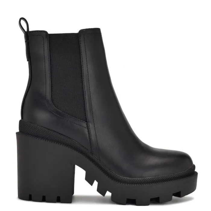Forme Chelsea Lug Sole Booties Black Women Nine West Heels