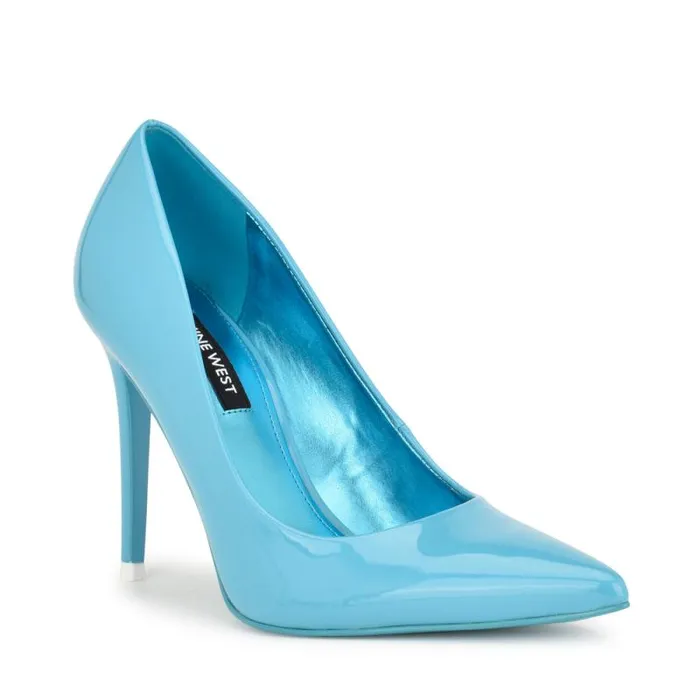 Fresh Pointy Toe Pumps Light Blue Patent Women Nine West Heels Fresh Pointy Toe Pumps Light Blue Patent Women Nine West Heels