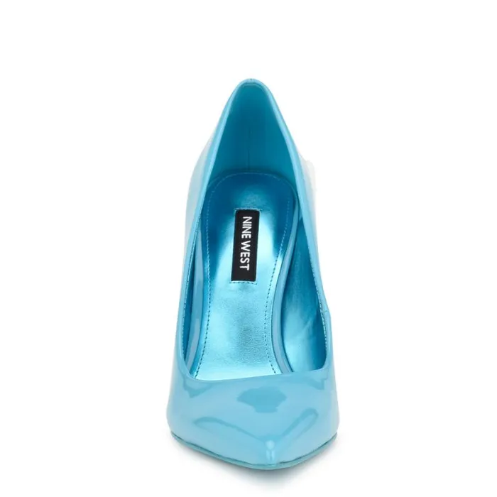 Fresh Pointy Toe Pumps Light Blue Patent Women Nine West Heels Fresh Pointy Toe Pumps Light Blue Patent Women Nine West Heels