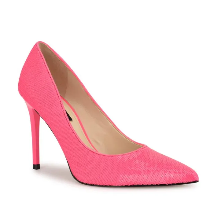 Fresh Pointy Toe Pumps Pink Sequin Women Nine West Heels Fresh Pointy Toe Pumps Pink Sequin Women Nine West Heels
