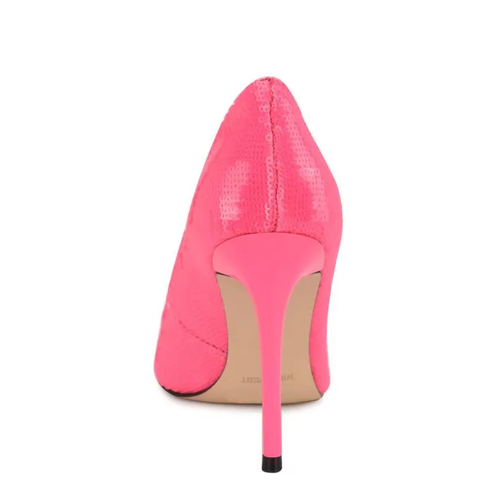 Fresh Pointy Toe Pumps Pink Sequin Women Nine West Heels Fresh Pointy Toe Pumps Pink Sequin Women Nine West Heels