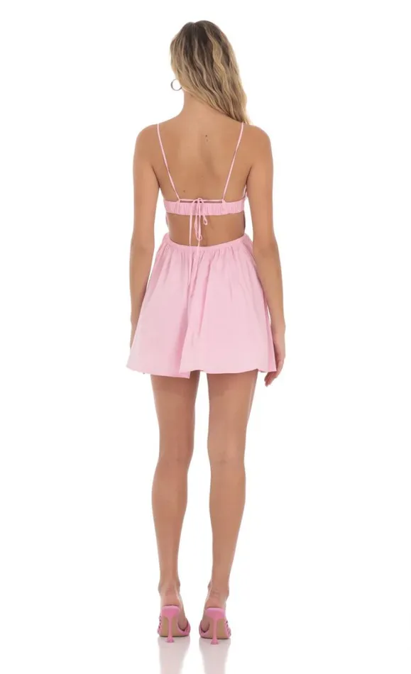 Front Ties Aline Dress Pink Women LUCY IN THE SKY Mini Dresses