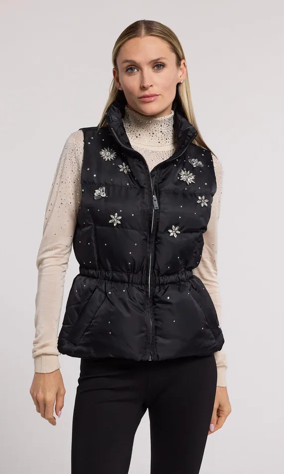 Generation Love Clothing Outerwear Jenia Crystal Puffer Vest Blackclear 8211 Women