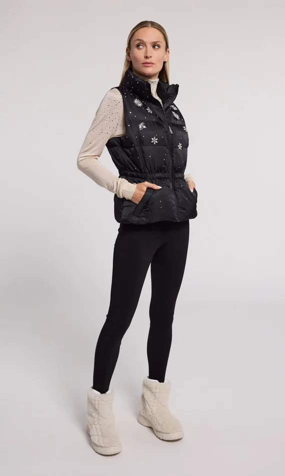 Generation Love Clothing Outerwear Jenia Crystal Puffer Vest Blackclear 8211 Women