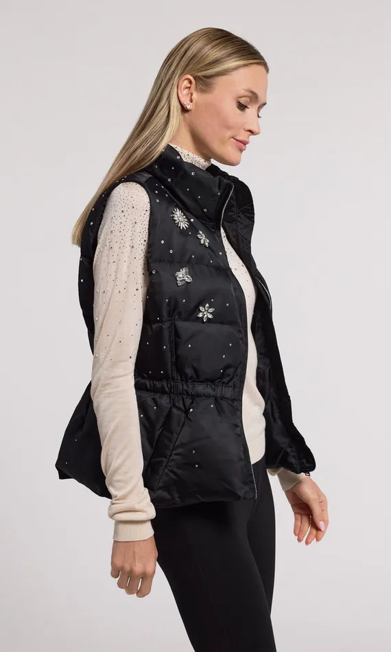 Generation Love Clothing Outerwear Jenia Crystal Puffer Vest Blackclear 8211 Women