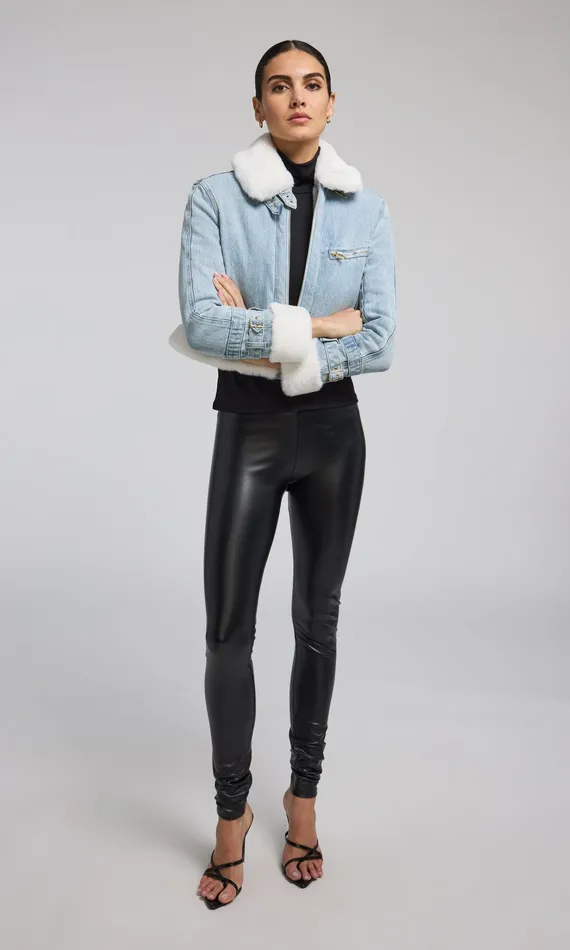Generation Love Clothing Outerwear Jude Denim Faux Fur Combo Jacket Light Bluewhite 8211 Women