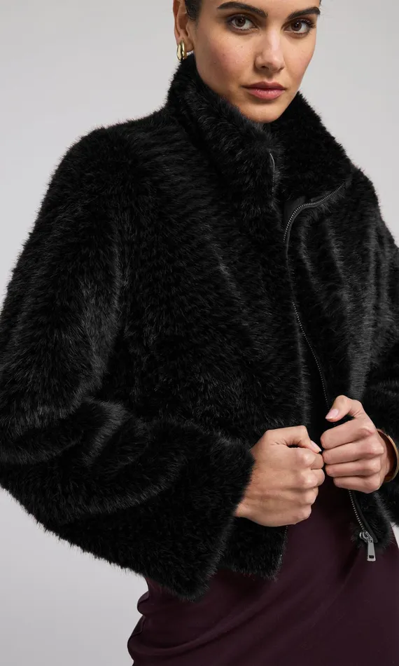 Generation Love Clothing Outerwear Roxi Faux Fur Bomber Black 8211 Women