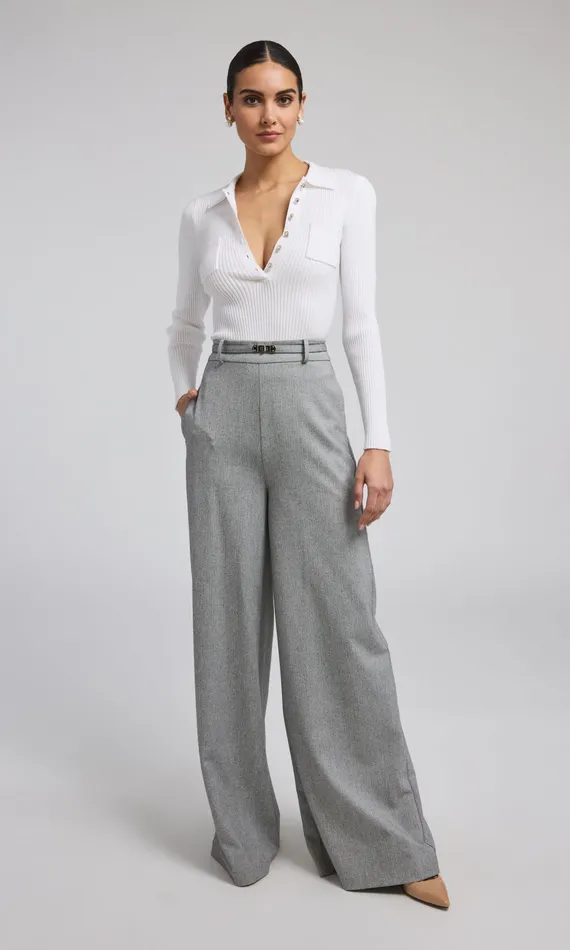 Generation Love Clothing Pants JOHANNA SUITING TURNLOCK BELTED PANTS Grey 8211 Women
