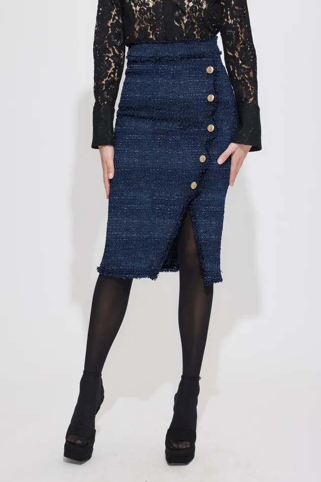 Generation Love Clothing Skirts CHANTEL TWEED SKIRT Navygold 8211 Women